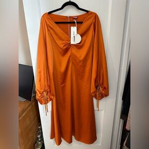 STAUD Orange Long Sleeve Dress